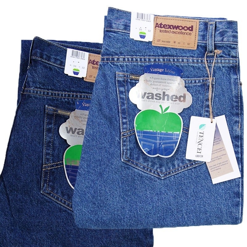 Muške traperice – straight loose fit, visokim strukom, 100% pamuk, debeli zimski denim, s više džepova