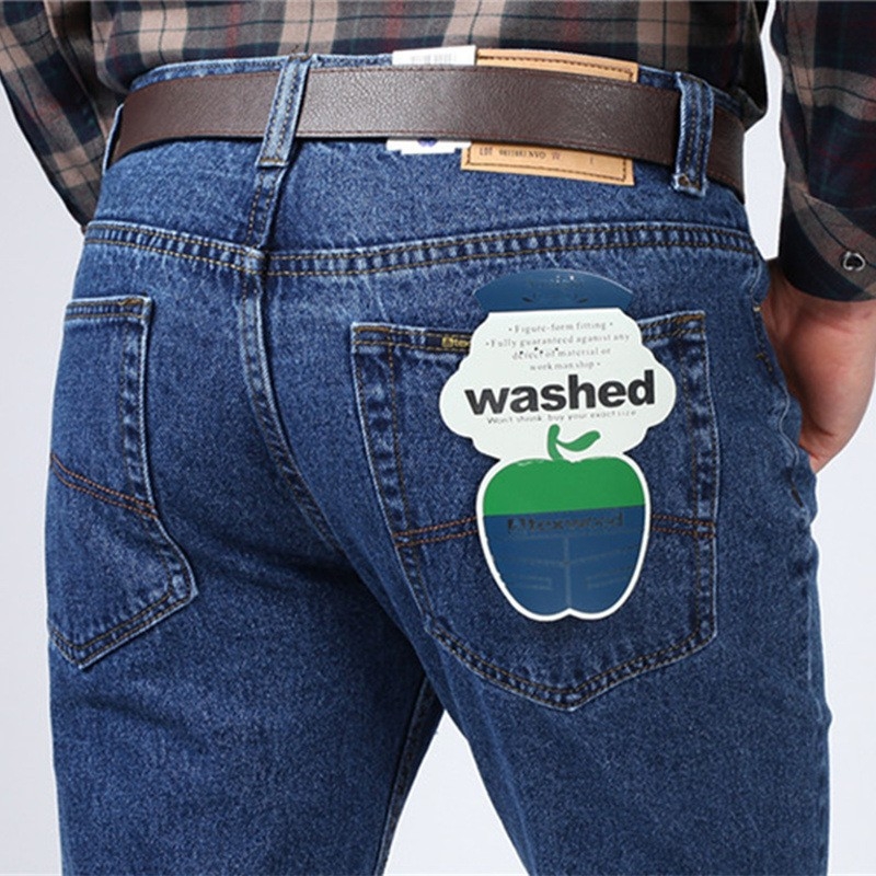 Muške traperice – straight loose fit, visokim strukom, 100% pamuk, debeli zimski denim, s više džepova