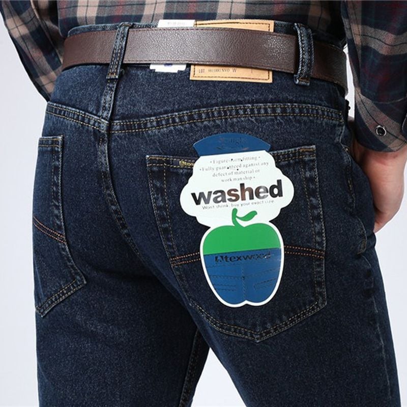 Muške traperice – straight loose fit, visokim strukom, 100% pamuk, debeli zimski denim, s više džepova