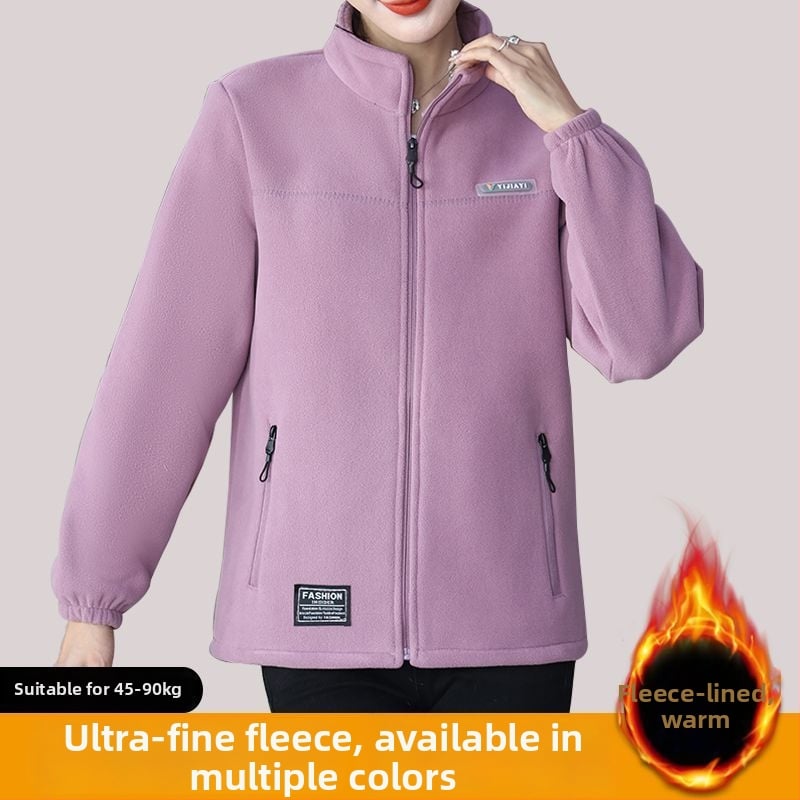 Moteriška fliso striukė su gobtuvu ir stovinčia apykakle, dryžuotas raštas, medvilnės audinys, poliesterio pamušalas