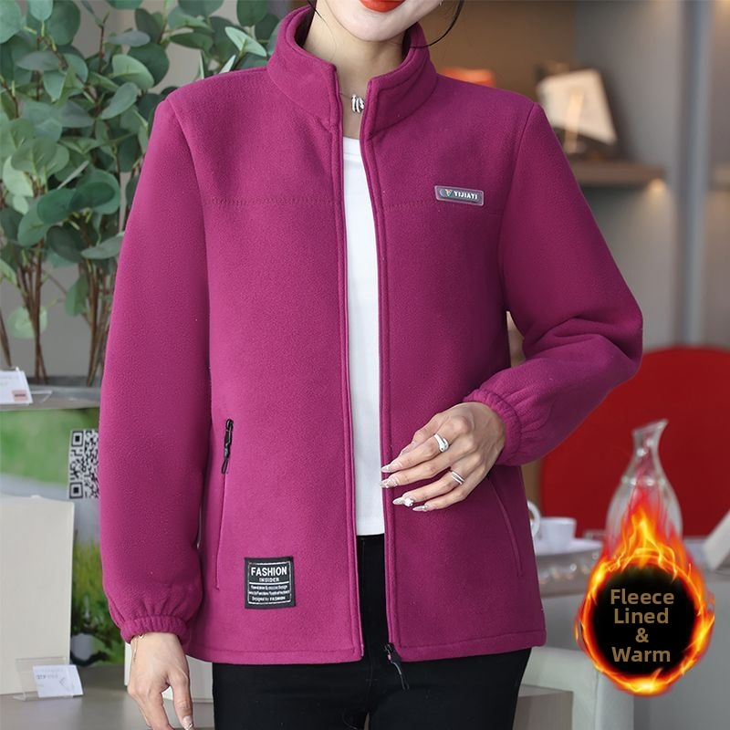 Moteriška fliso striukė su gobtuvu ir stovinčia apykakle, dryžuotas raštas, medvilnės audinys, poliesterio pamušalas