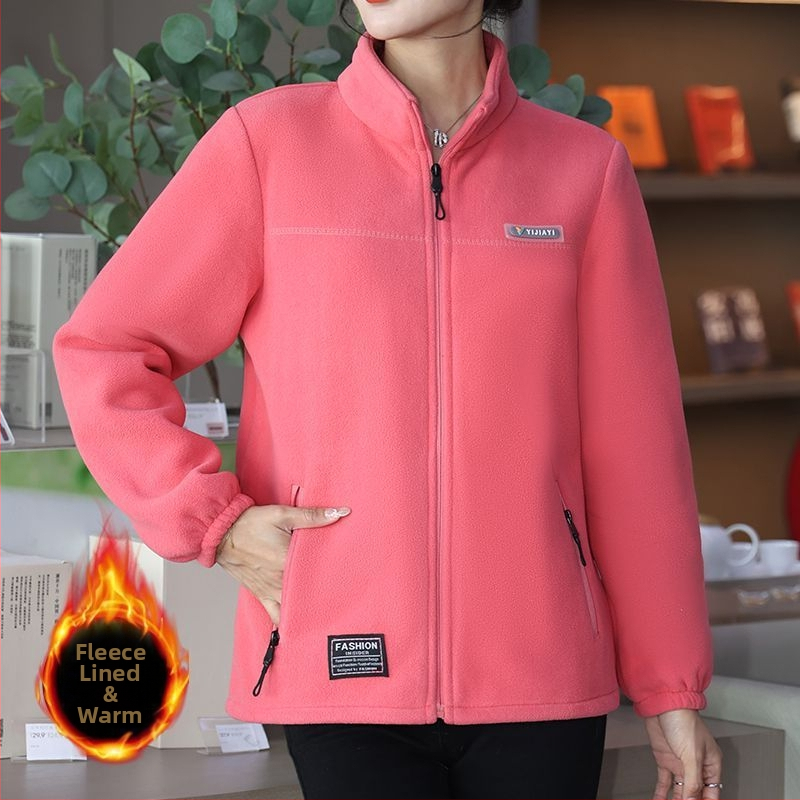 Moteriška fliso striukė su gobtuvu ir stovinčia apykakle, dryžuotas raštas, medvilnės audinys, poliesterio pamušalas