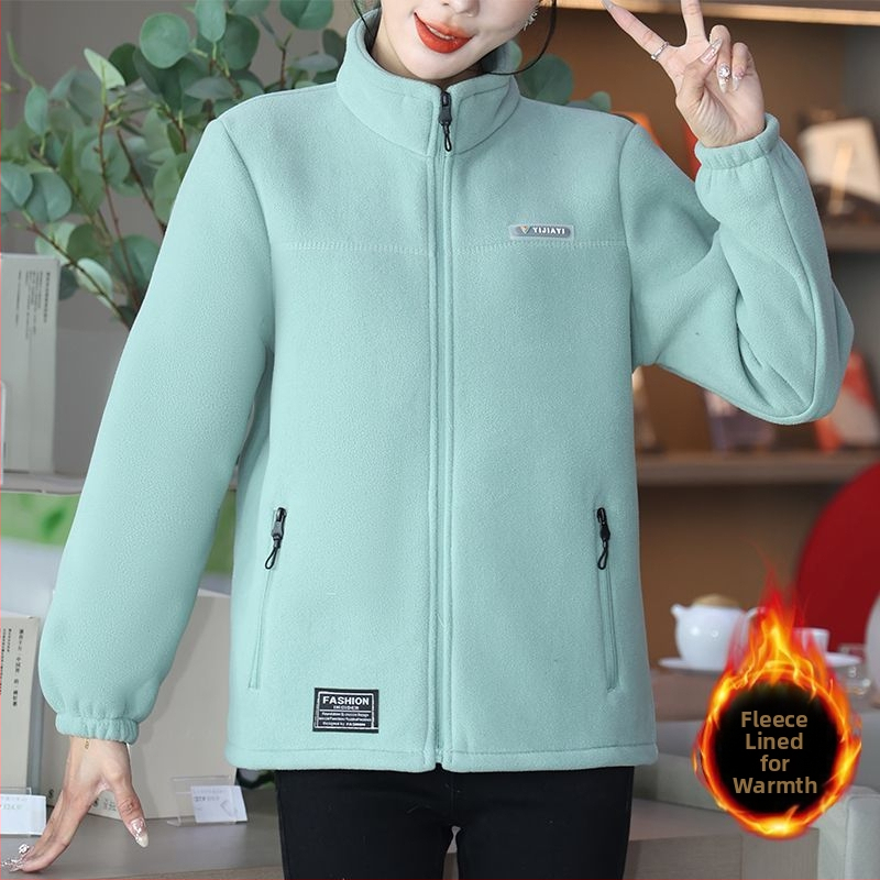 Moteriška fliso striukė su gobtuvu ir stovinčia apykakle, dryžuotas raštas, medvilnės audinys, poliesterio pamušalas