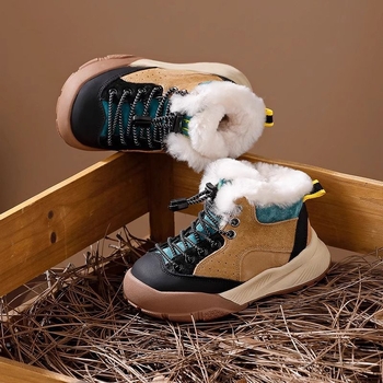 Cizme pentru copii până la gleznă pentru iarnă, din piele artificială, izolație din bumbac, 1-3 ani, White Crane
