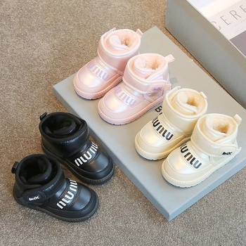 Ghete de iarnă pentru copii din piele sintetică, pentru 1–3 ani, stil neutru, botine de gleznă