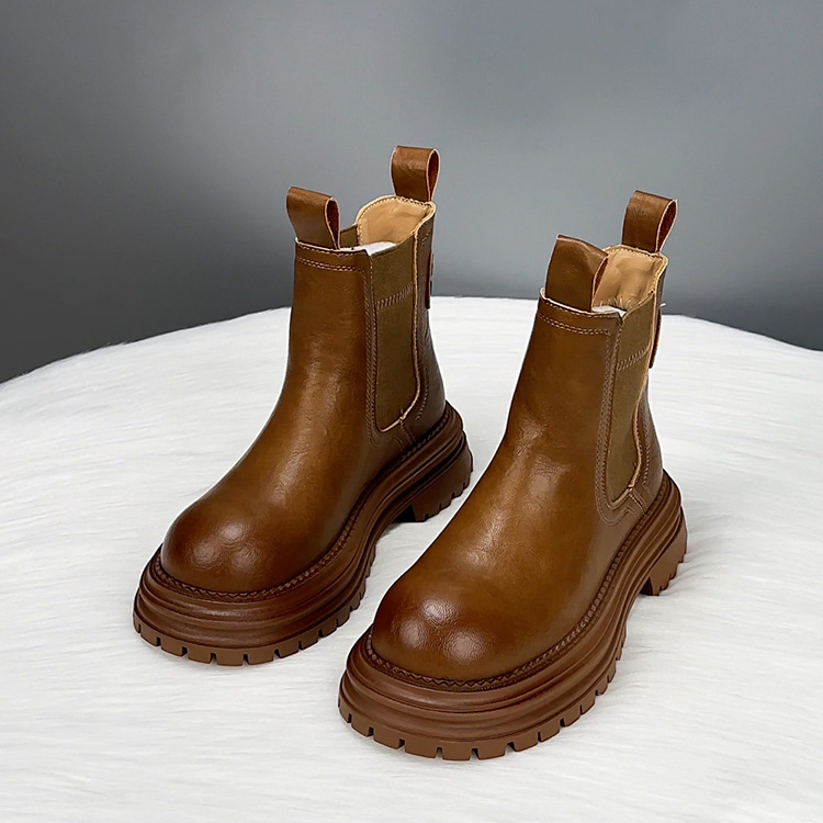 Μποτάκια με φούντες, βρετανικού στυλ χειμερινά μποτάκια με χαμηλό ύψος (επάνω: συνθετικό δέρμα, σόλα πολυουρεθάνης, πάτος από συνθετικό plush, εσωτερική επένδυση plush)