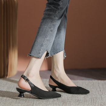 Meow Mina Sieviešu adītās kurpes ar leoparda rakstu, asas purns, aizmugures siksna, tīklaina augšdaļa, zems papēdis