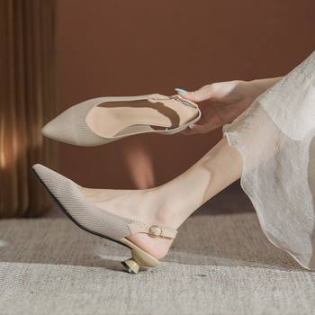 Meow Mina Sieviešu adītās kurpes ar leoparda rakstu, asas purns, aizmugures siksna, tīklaina augšdaļa, zems papēdis