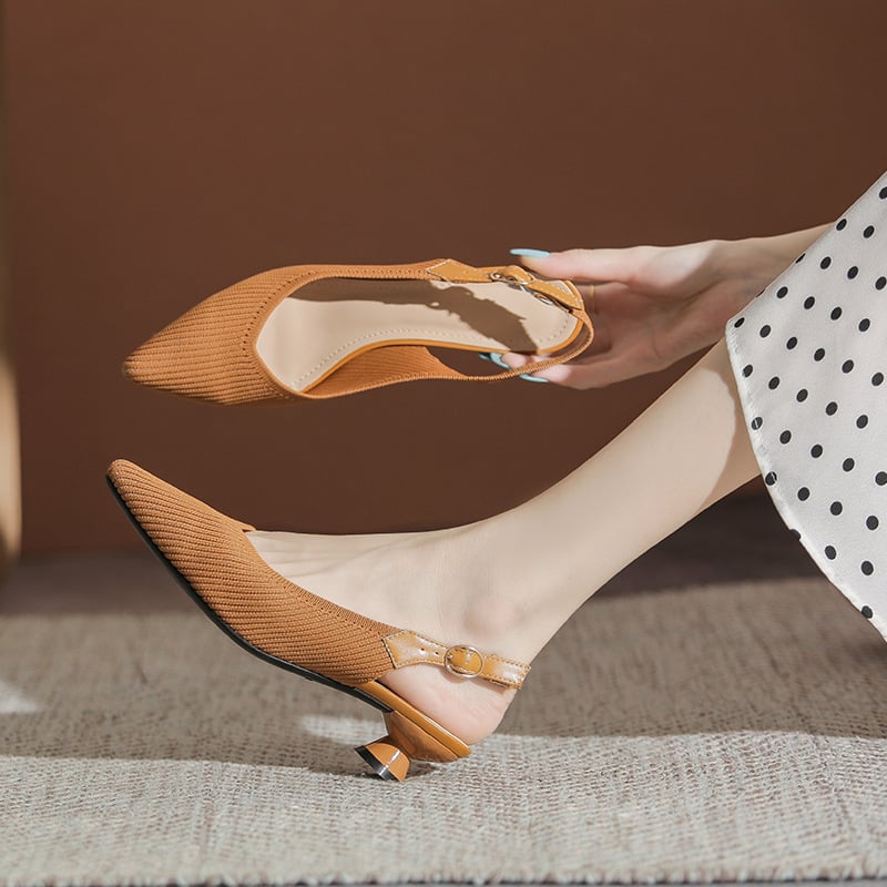 Meow Mina Sieviešu adītās kurpes ar leoparda rakstu, asas purns, aizmugures siksna, tīklaina augšdaļa, zems papēdis