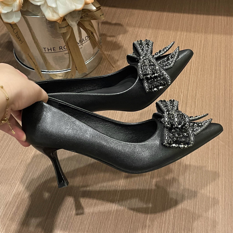 Sieviešu kurpes ar šauru purnu, PU augšpuse, 6–8 cm papēdis, princeses stils, piemērotas banketam un darbam