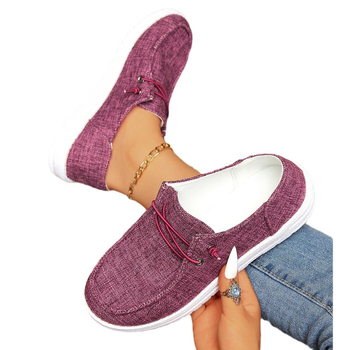 Ženski casual loaferi, okrugli vrh, platneni gornji dio, gumena potplat, niski pet 1-3 cm