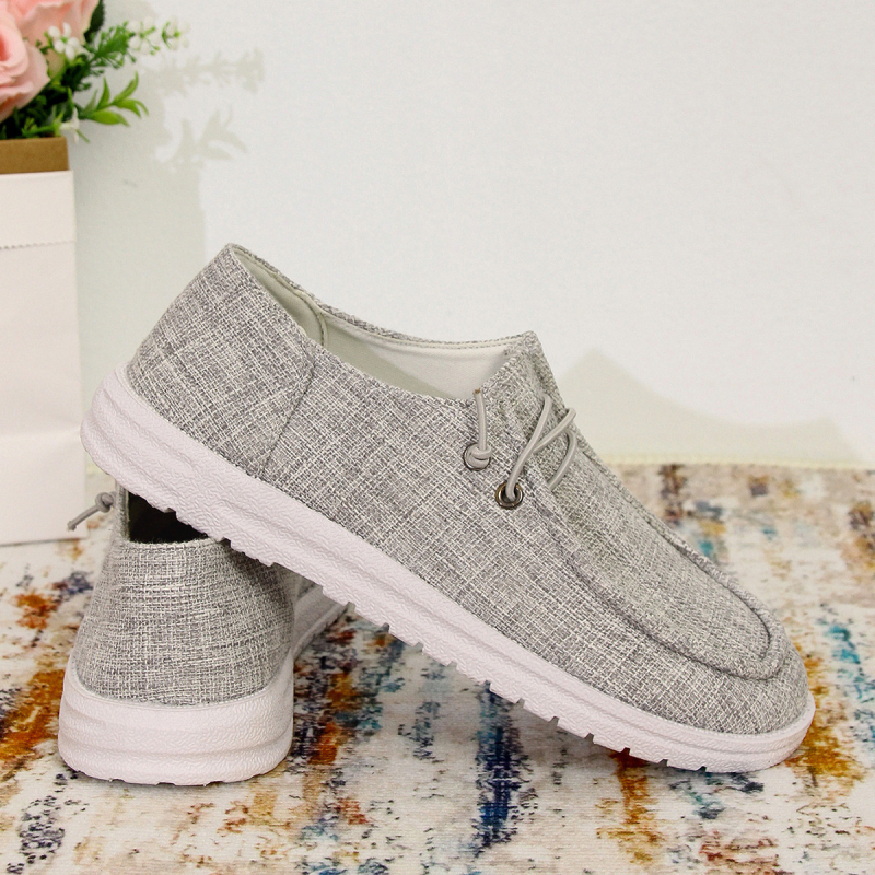 Ženski casual loaferi, okrugli vrh, platneni gornji dio, gumena potplat, niski pet 1-3 cm