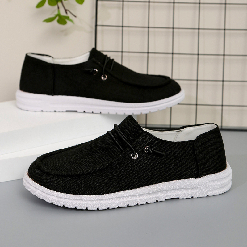 Ženski casual loaferi, okrugli vrh, platneni gornji dio, gumena potplat, niski pet 1-3 cm