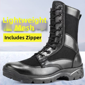 Augstas vīriešu darba zābaki ar rāvējslēdzēju, elpojošs sieta augšdaļa, materiāls: Super fiber, piemērots ārējiem pārgājieniem