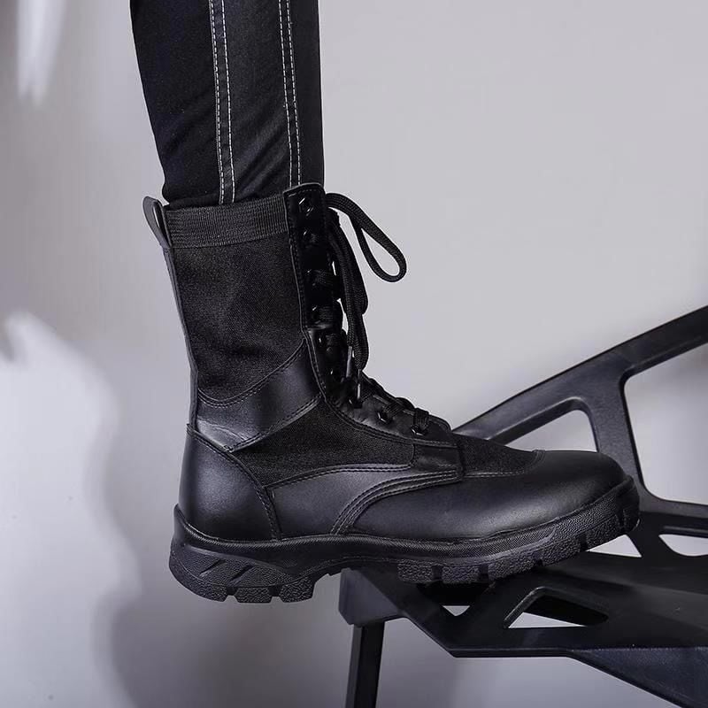 Augstas vīriešu darba zābaki ar rāvējslēdzēju, elpojošs sieta augšdaļa, materiāls: Super fiber, piemērots ārējiem pārgājieniem