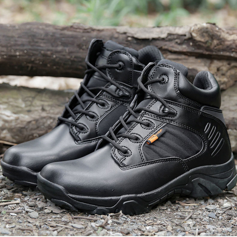 Ārējās taktiskās zābaki, augsti, ūdensizturīgi, pretslīdes gumijas zole, PU augšpuse, iekšējā āda