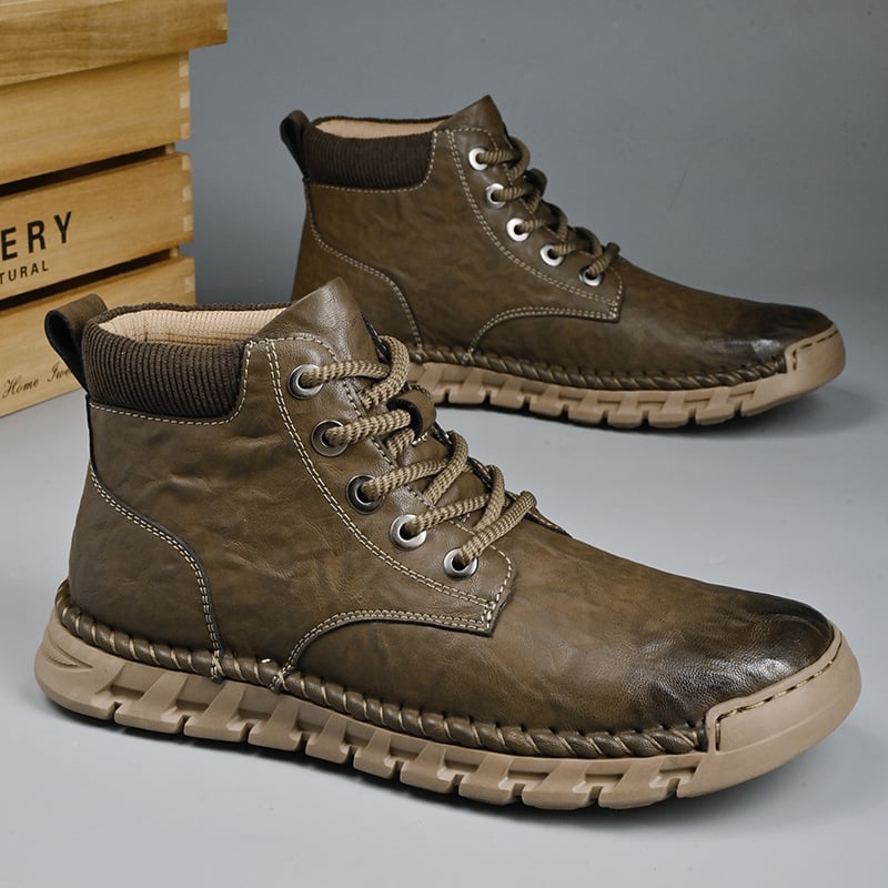 Martin saapad Goodyear kummist tallaga, pealiskate ehtsast nahast, EVA sisetald, keskmise sääre kõrgusega, ümmarguse ninaga