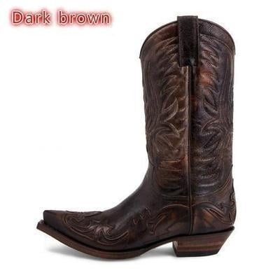 Rüütli saapad terava ninaga, PU pealmine osa, kummist tald, madal konts 1–3 cm, värviblokiline muster talveks