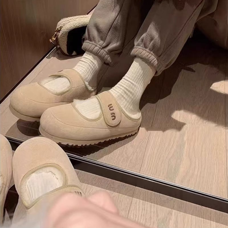 Sieviešu Mary Jane kurpes ar bieza zole, Velcro aizdare, frosted augšdaļa, apaļš purns, ziemas- pavasara- rudens sezonai