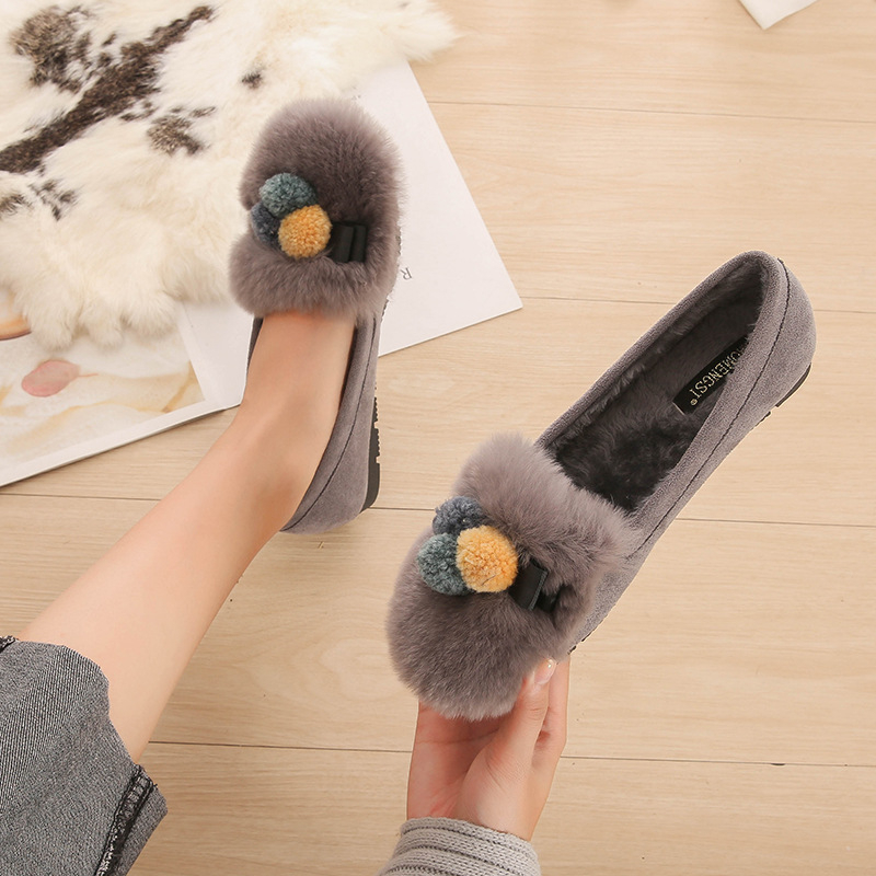 Ženske loaferice s ušima zeca, gornji dio od nubuka, unutarnja pliš, debela potplata, niski podnož 1–3 cm
