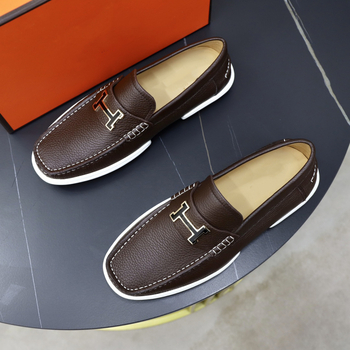 Ανδρικοί λοφέρ χωρίς κορδόνια, αναπνέουσα δερμάτινη επάνω επιφάνεια, σόλα από καουτσούκ, χαμηλό τακούνι 1–3 cm