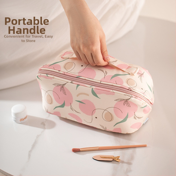 Козметична чанта с разделения за грим — водоустойчива, портативна и ултралека, голям капацитет (материал: полиестер; подплата: полиестер; принт)