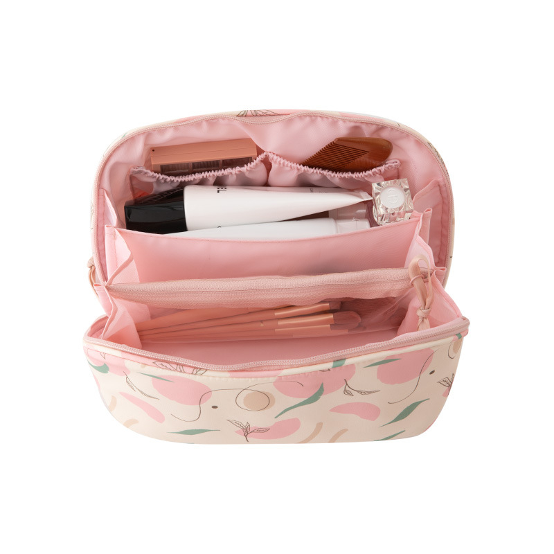 Козметична чанта с разделения за грим — водоустойчива, портативна и ултралека, голям капацитет (материал: полиестер; подплата: полиестер; принт)