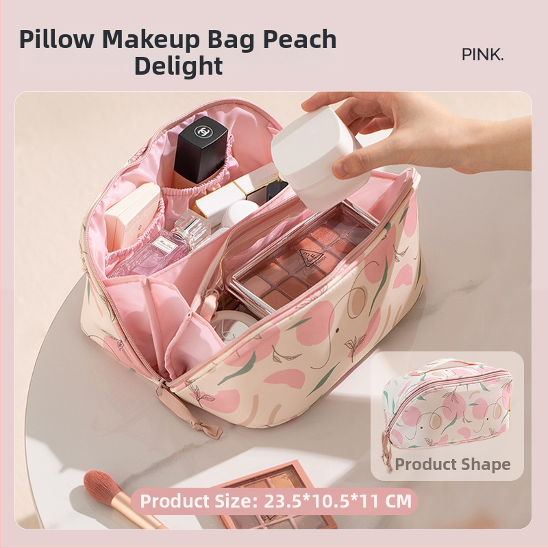 Козметична чанта с разделения за грим — водоустойчива, портативна и ултралека, голям капацитет (материал: полиестер; подплата: полиестер; принт)