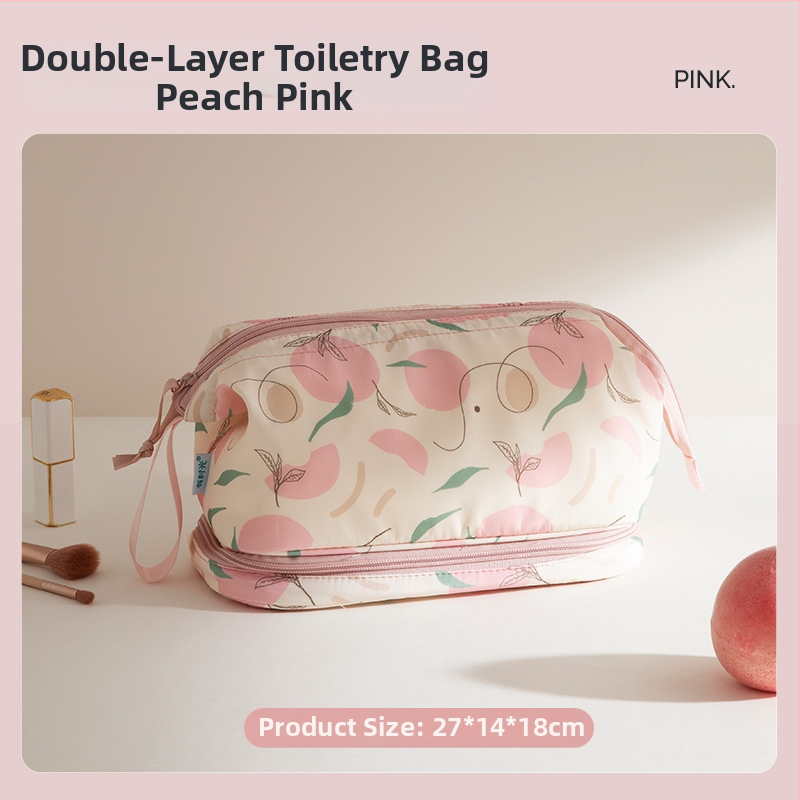Козметична чанта с разделения за грим — водоустойчива, портативна и ултралека, голям капацитет (материал: полиестер; подплата: полиестер; принт)