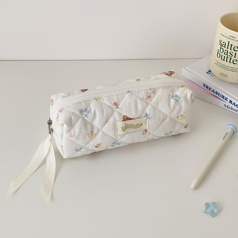 Козметична чанта, голям капацитет, за пътуване, полиестер + памук, принт аниме, свеж и сладък стил, цип