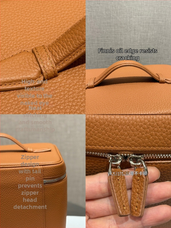 Козметична чанта от кожа от първи слой, портативен несесер за пътуване, стил урбан минимализъм, подплата от плат, едноцветен модел