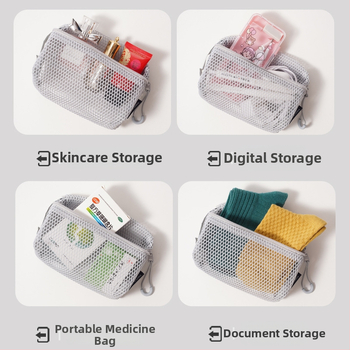 Kosmētikas soma ar trīsdimensionālu režģu dizainu, kubveida forma, poliestera materiāls, portatīva ceļojumiem (Modelis D072)