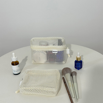 Kosmētikas soma no sietiņa, kubveida forma, viegla, liela ietilpība, modelis D072