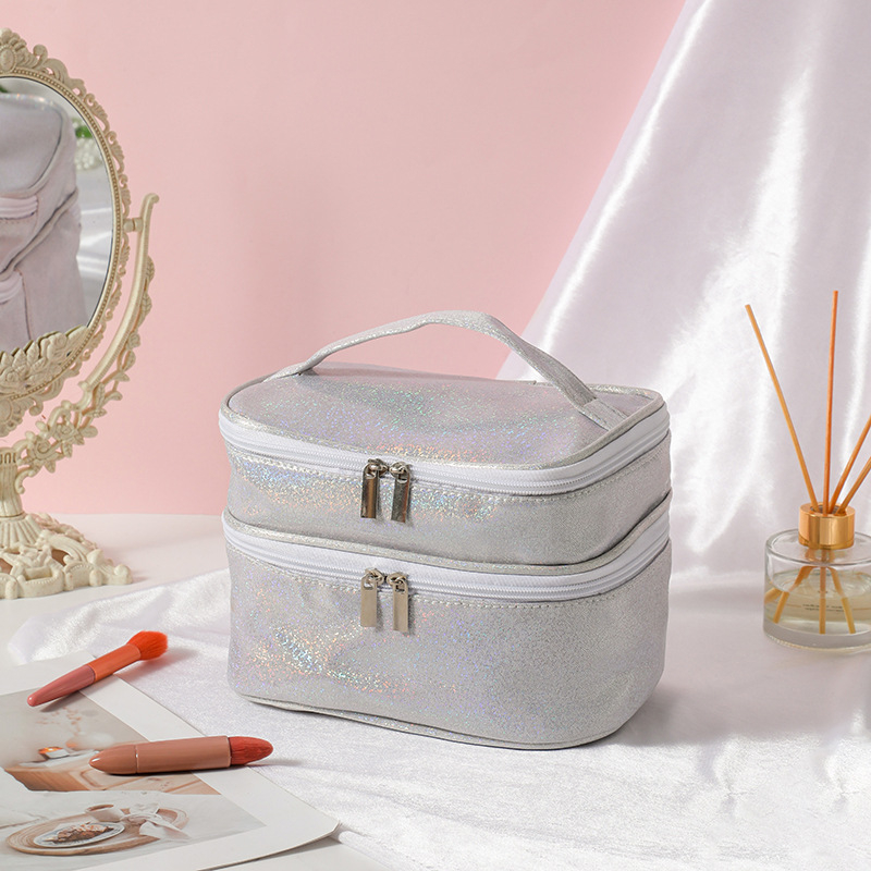 Козметична чанта за пътуване с два слоя, водоустойчива, полиестерна външна част, подплата полиестер-памук, унисекс