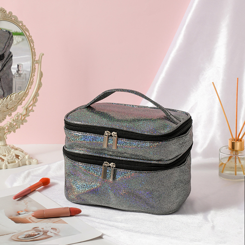 Козметична чанта за пътуване с два слоя, водоустойчива, полиестерна външна част, подплата полиестер-памук, унисекс