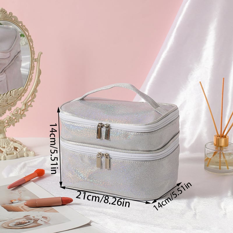 Козметична чанта за пътуване с два слоя, водоустойчива, полиестерна външна част, подплата полиестер-памук, унисекс