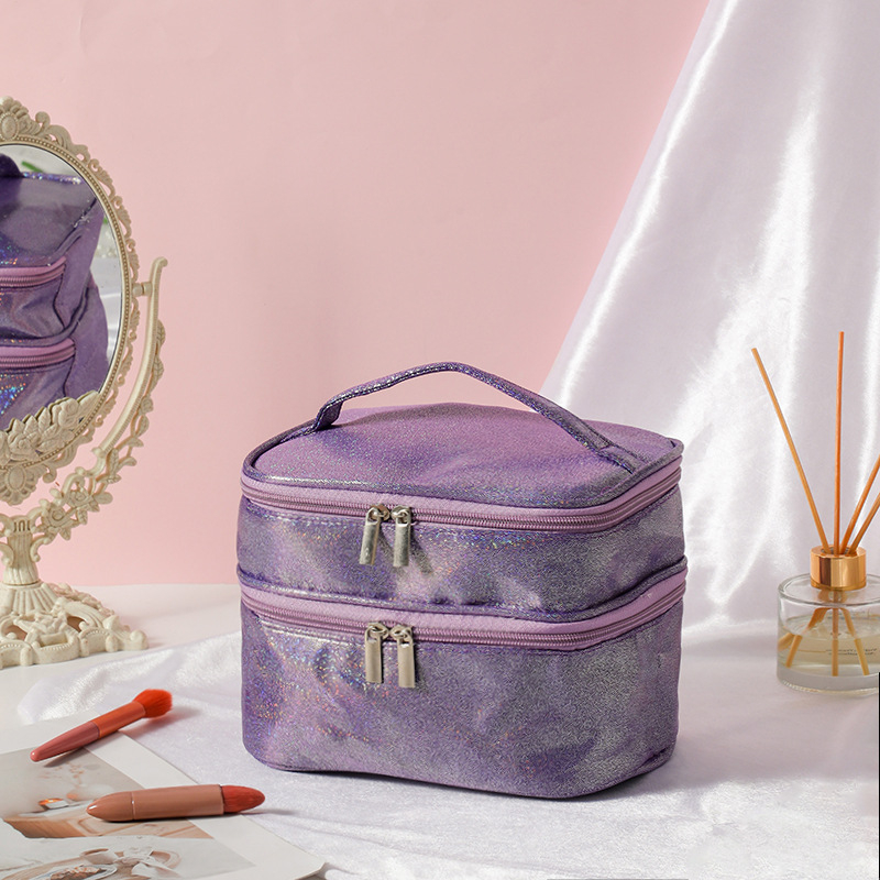 Козметична чанта за пътуване с два слоя, водоустойчива, полиестерна външна част, подплата полиестер-памук, унисекс