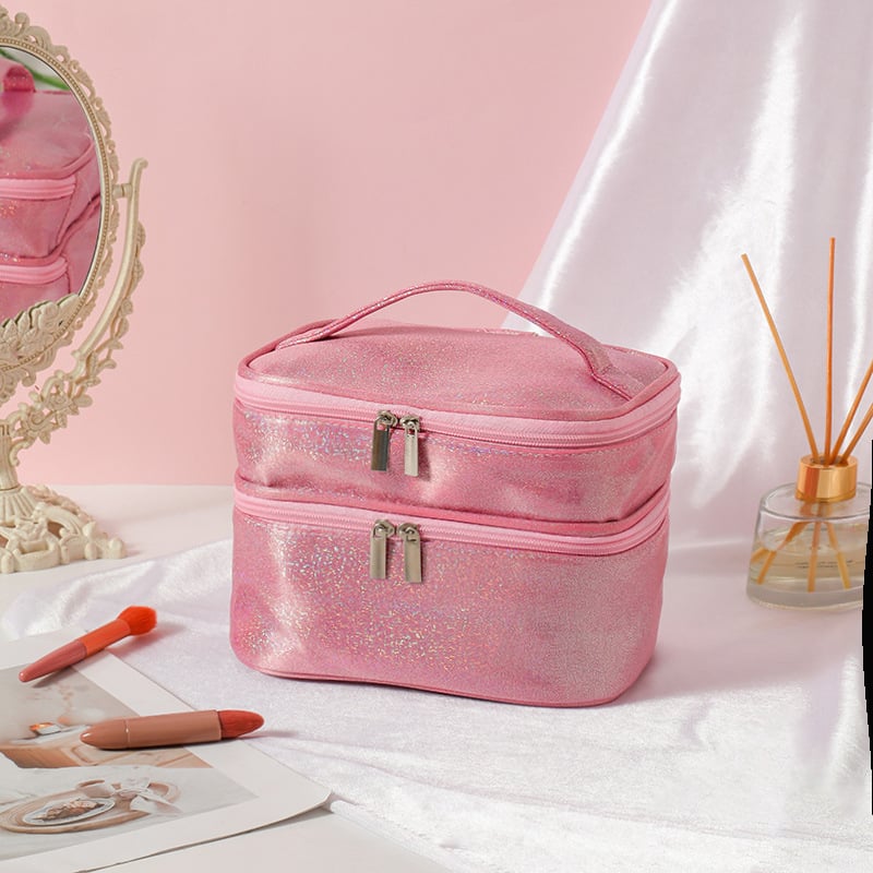 Козметична чанта за пътуване с два слоя, водоустойчива, полиестерна външна част, подплата полиестер-памук, унисекс