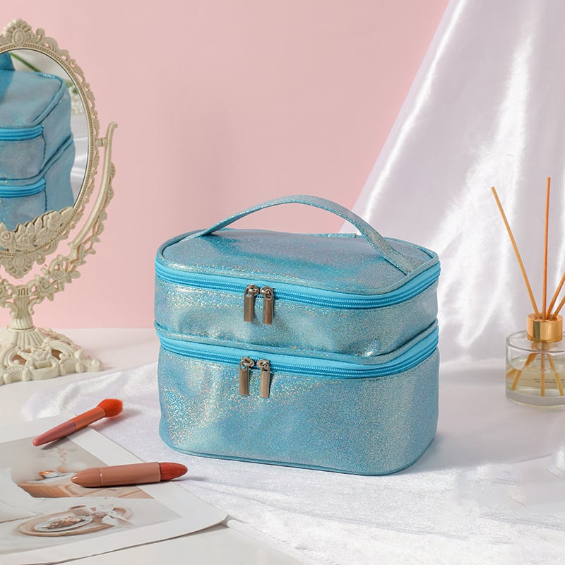 Козметична чанта за пътуване с два слоя, водоустойчива, полиестерна външна част, подплата полиестер-памук, унисекс