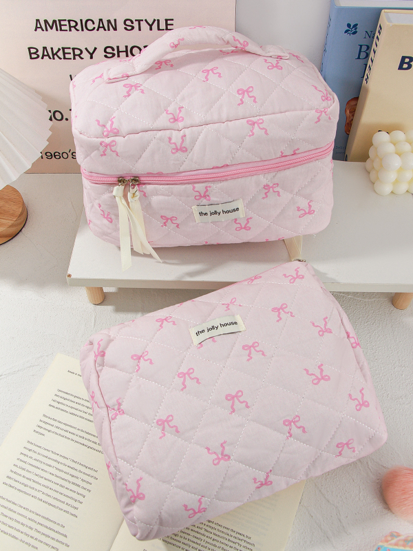 Berg дамски несесер за грим – памучен каре отвън, полиестерна подплата, стил за пътуване и ежедневна употреба