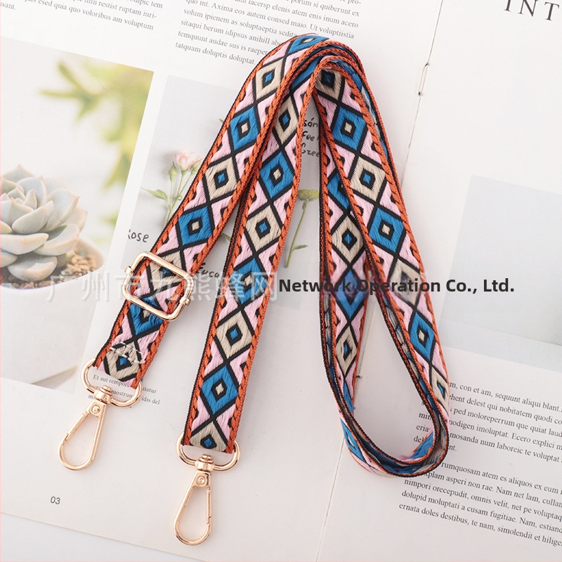 Регулируема презрамка за чанти, полиестер, унисекс, геометричен принт, европейско-американски ретро стил, разширяваща се, облекчава тежестта, код CX-ZJ363-CX-ZJ364