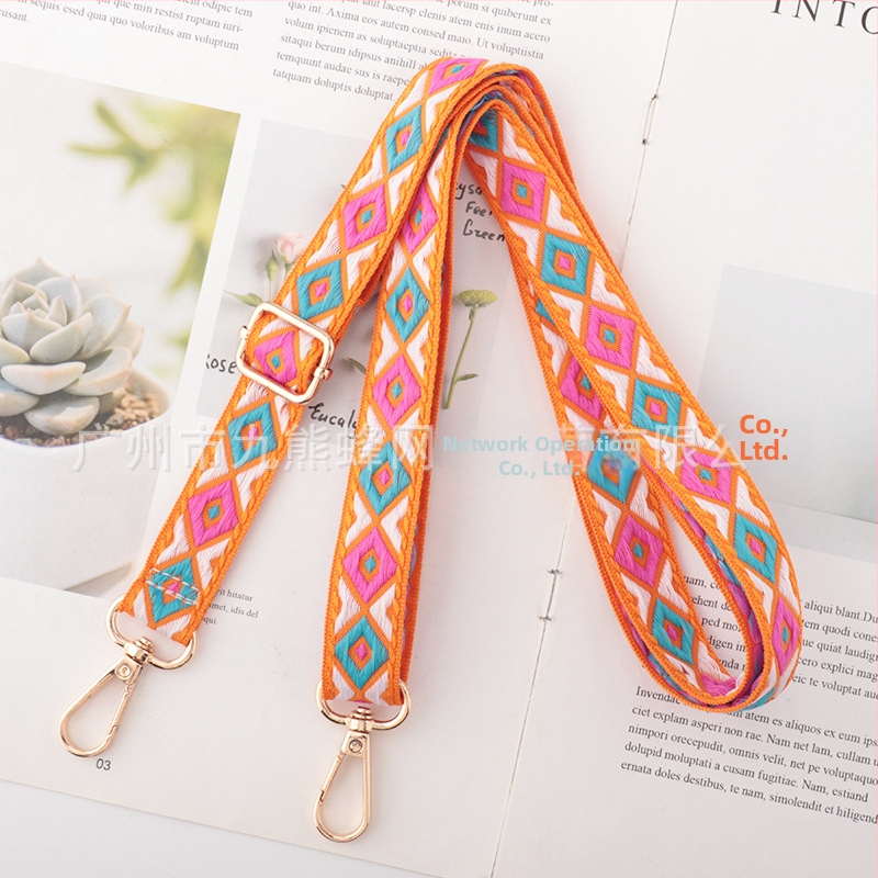 Регулируема презрамка за чанти, полиестер, унисекс, геометричен принт, европейско-американски ретро стил, разширяваща се, облекчава тежестта, код CX-ZJ363-CX-ZJ364