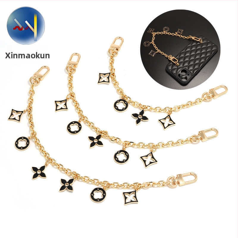 Λουρί τσάντας/ώμου με διακοσμητική επεκτειόμενη αλυσίδα σε τετράφυλλο τριφύλλι, για crossbody, κράμα ψευδαργύρου, επέκταση, αστικός μινιμαλισμός, γεωμετρικό μοτίβο