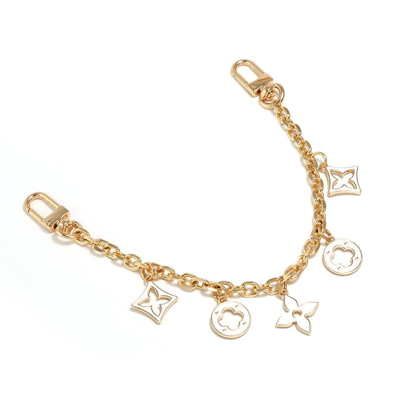 Λουρί τσάντας/ώμου με διακοσμητική επεκτειόμενη αλυσίδα σε τετράφυλλο τριφύλλι, για crossbody, κράμα ψευδαργύρου, επέκταση, αστικός μινιμαλισμός, γεωμετρικό μοτίβο