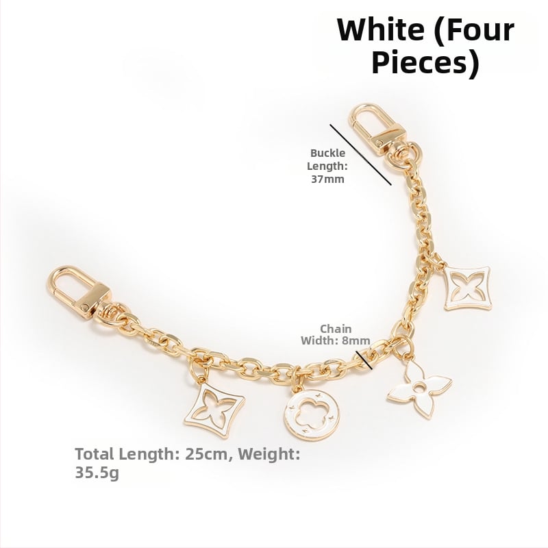 Λουρί τσάντας/ώμου με διακοσμητική επεκτειόμενη αλυσίδα σε τετράφυλλο τριφύλλι, για crossbody, κράμα ψευδαργύρου, επέκταση, αστικός μινιμαλισμός, γεωμετρικό μοτίβο