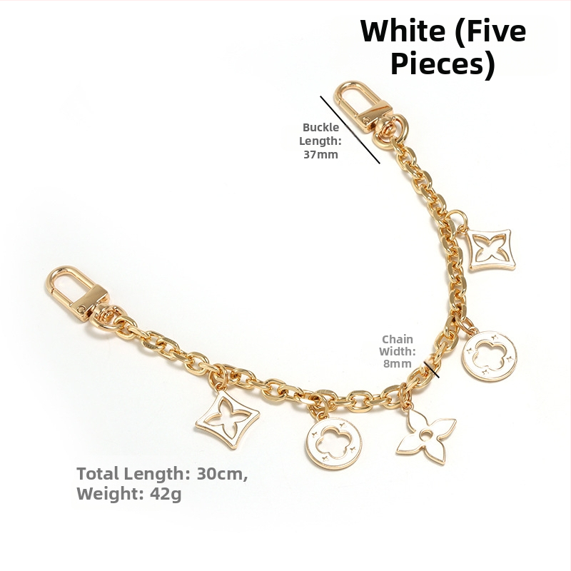 Λουρί τσάντας/ώμου με διακοσμητική επεκτειόμενη αλυσίδα σε τετράφυλλο τριφύλλι, για crossbody, κράμα ψευδαργύρου, επέκταση, αστικός μινιμαλισμός, γεωμετρικό μοτίβο