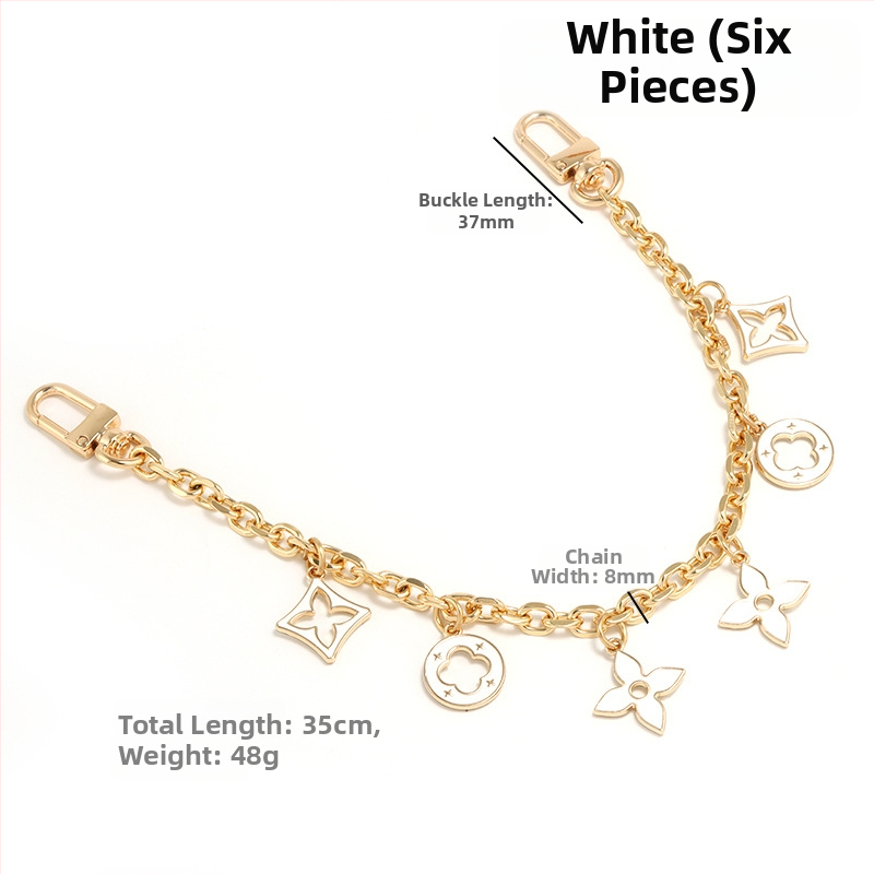 Λουρί τσάντας/ώμου με διακοσμητική επεκτειόμενη αλυσίδα σε τετράφυλλο τριφύλλι, για crossbody, κράμα ψευδαργύρου, επέκταση, αστικός μινιμαλισμός, γεωμετρικό μοτίβο