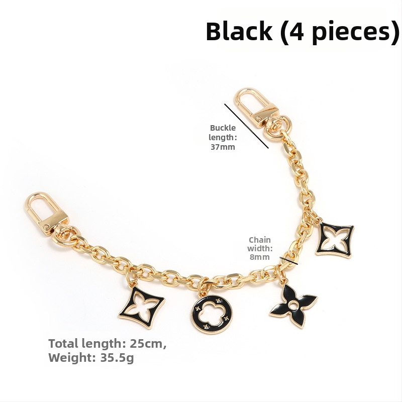 Λουρί τσάντας/ώμου με διακοσμητική επεκτειόμενη αλυσίδα σε τετράφυλλο τριφύλλι, για crossbody, κράμα ψευδαργύρου, επέκταση, αστικός μινιμαλισμός, γεωμετρικό μοτίβο