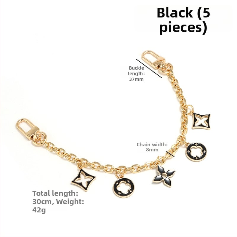 Λουρί τσάντας/ώμου με διακοσμητική επεκτειόμενη αλυσίδα σε τετράφυλλο τριφύλλι, για crossbody, κράμα ψευδαργύρου, επέκταση, αστικός μινιμαλισμός, γεωμετρικό μοτίβο