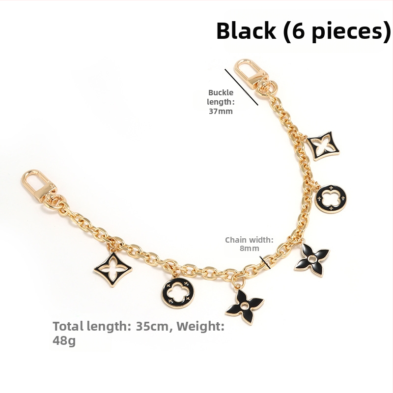 Λουρί τσάντας/ώμου με διακοσμητική επεκτειόμενη αλυσίδα σε τετράφυλλο τριφύλλι, για crossbody, κράμα ψευδαργύρου, επέκταση, αστικός μινιμαλισμός, γεωμετρικό μοτίβο